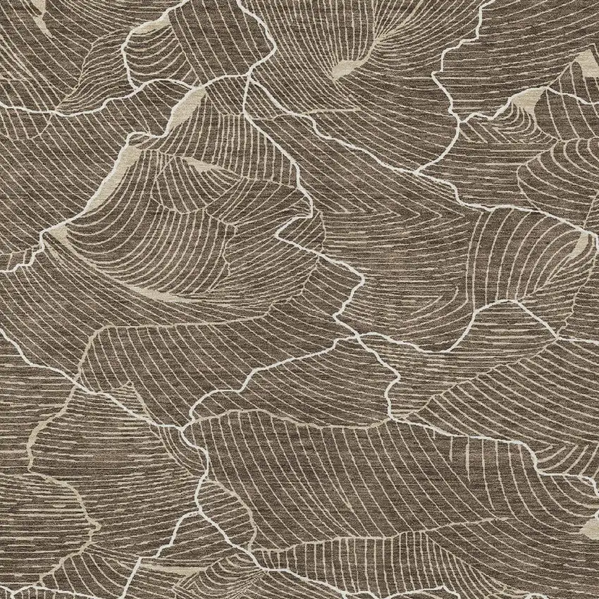 Brown And Ivory Abstract Washable Indoor Outdoor Area Rug Photo 5