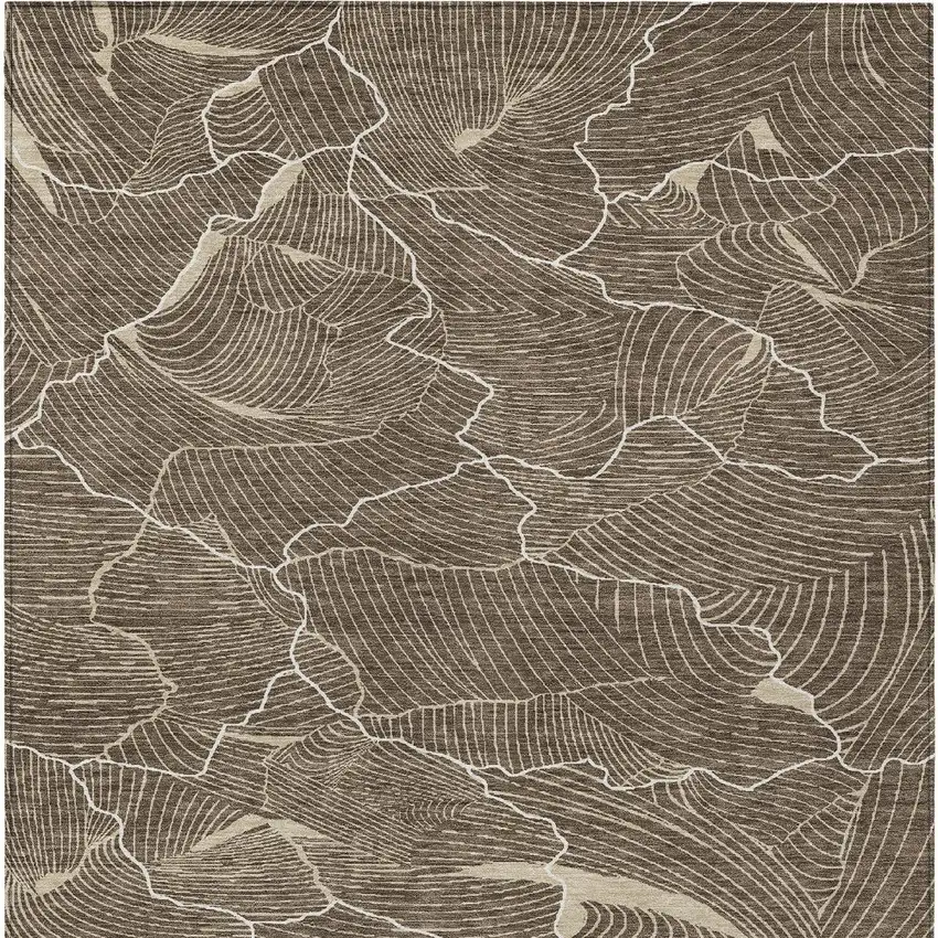 Brown And Ivory Abstract Washable Indoor Outdoor Area Rug Photo 6