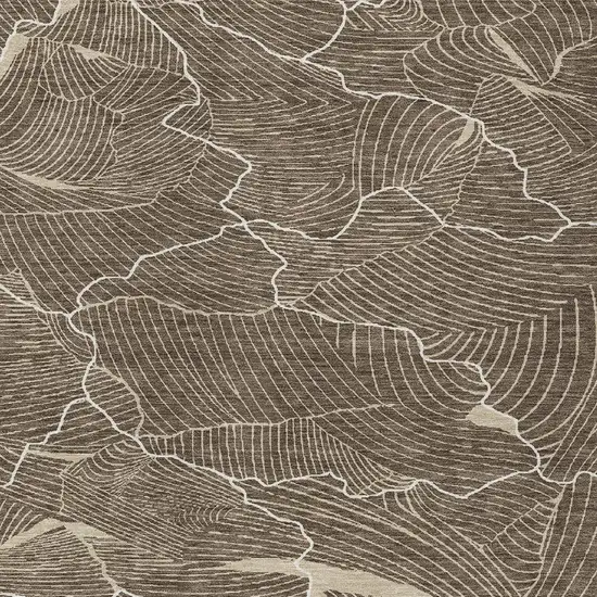 Brown And Ivory Abstract Washable Indoor Outdoor Area Rug Photo 5