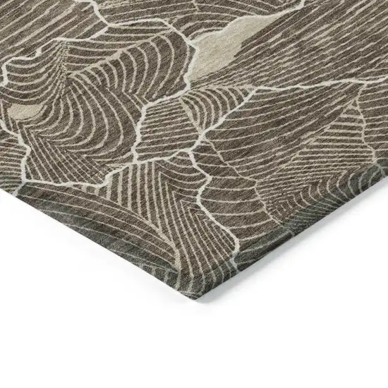 Brown And Ivory Abstract Washable Indoor Outdoor Area Rug Photo 3