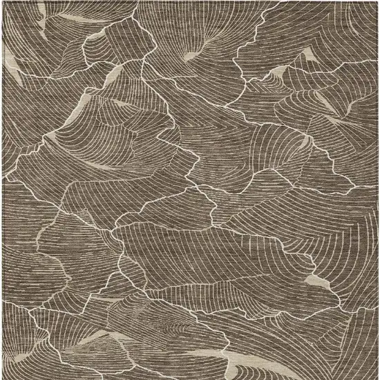 Brown And Ivory Abstract Washable Indoor Outdoor Area Rug Photo 6