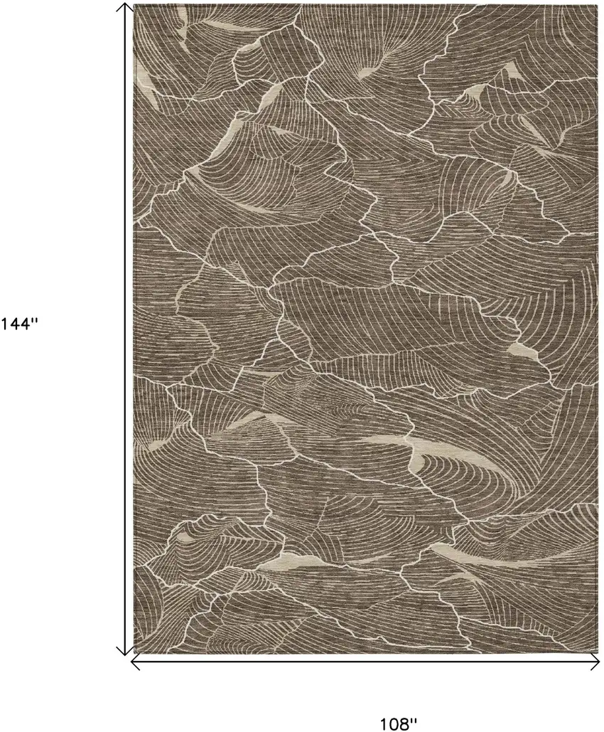 Brown And Ivory Abstract Washable Indoor Outdoor Area Rug Photo 6