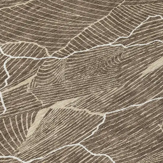 Brown And Ivory Abstract Washable Indoor Outdoor Area Rug Photo 7