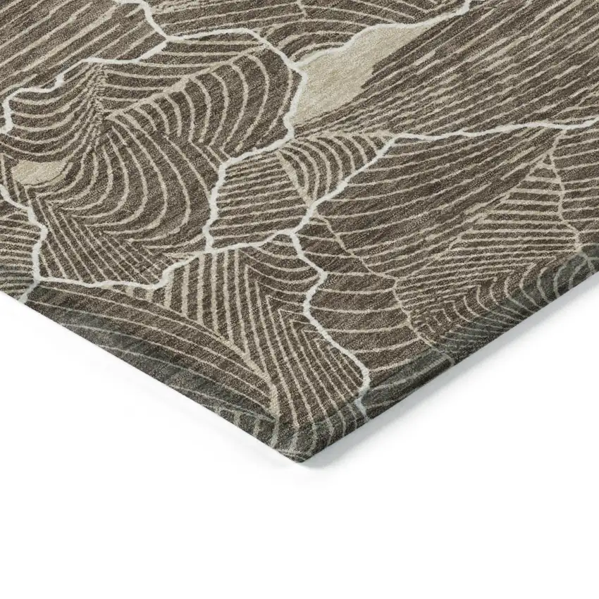 Brown And Ivory Abstract Washable Indoor Outdoor Area Rug Photo 3