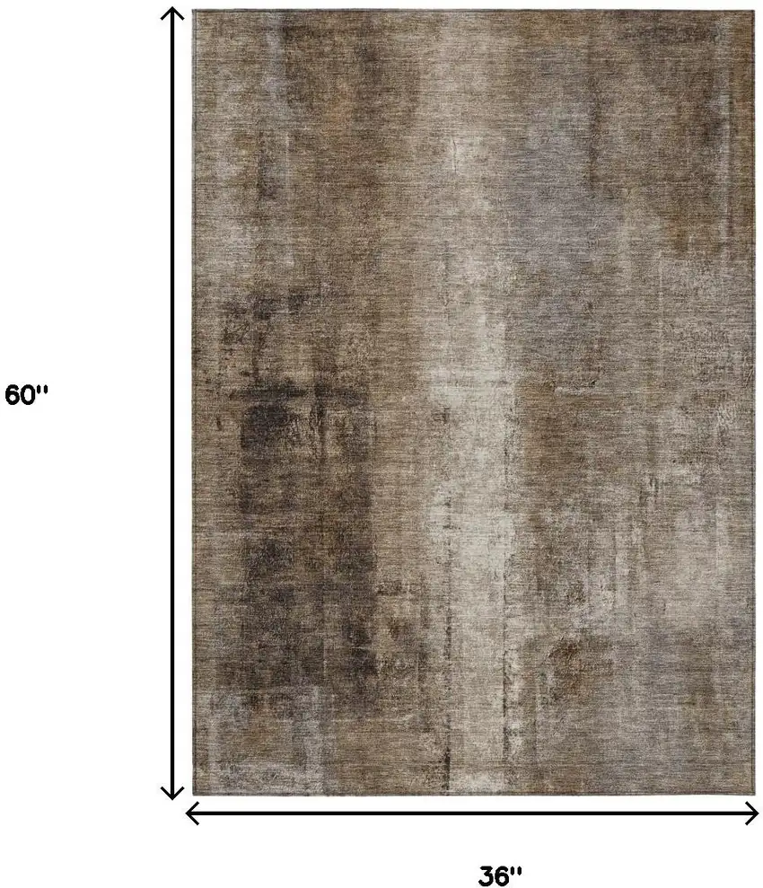 Brown And Ivory Abstract Washable Indoor Outdoor Area Rug Photo 9