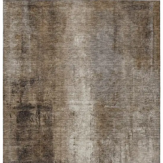 Brown And Ivory Abstract Washable Indoor Outdoor Area Rug Photo 4