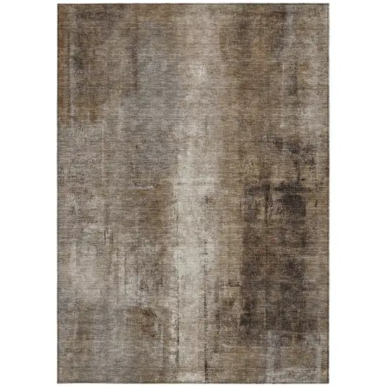 Brown And Ivory Abstract Washable Indoor Outdoor Area Rug Photo 3