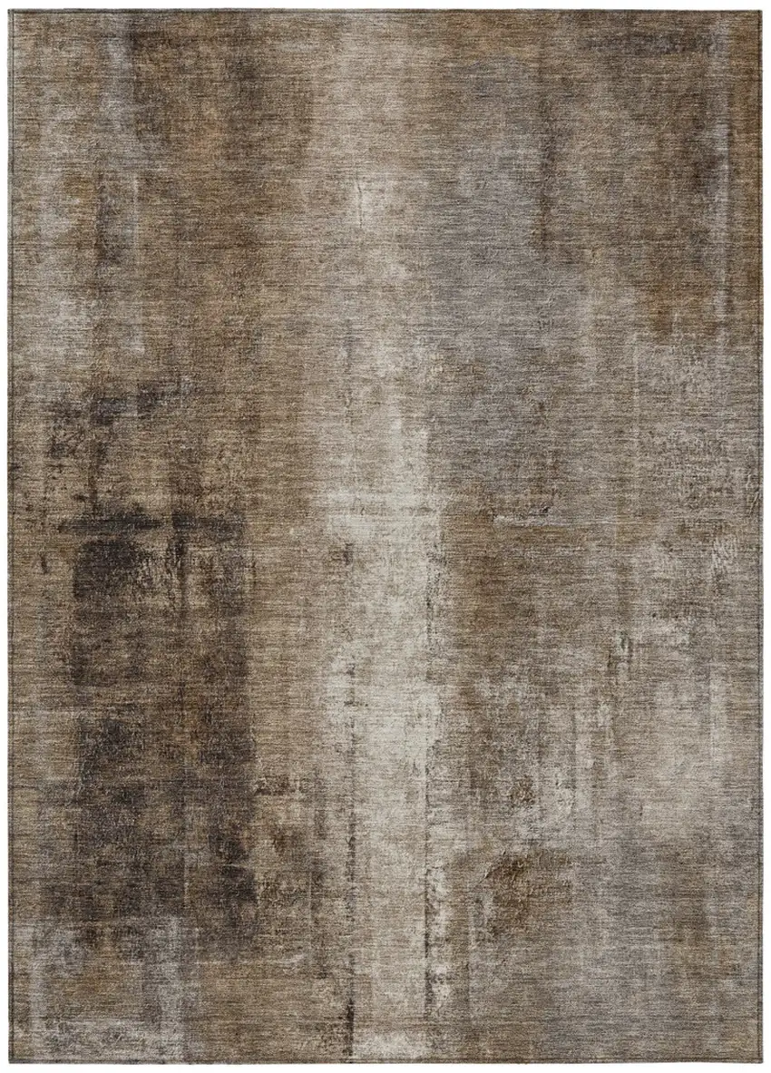Brown And Ivory Abstract Washable Indoor Outdoor Area Rug Photo 1