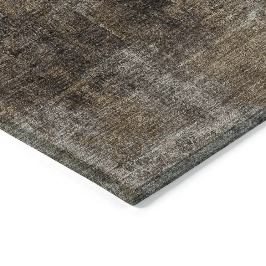 Brown And Ivory Abstract Washable Indoor Outdoor Area Rug Photo 9