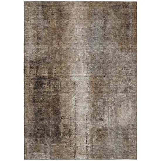 Brown And Ivory Abstract Washable Indoor Outdoor Area Rug Photo 1