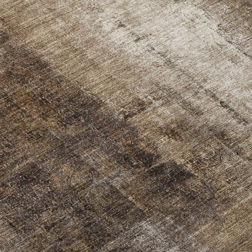 Brown And Ivory Abstract Washable Indoor Outdoor Area Rug Photo 9