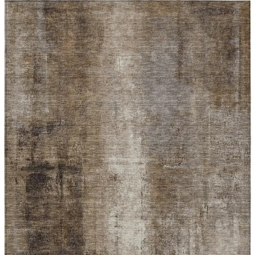 Brown And Ivory Abstract Washable Indoor Outdoor Area Rug Photo 4