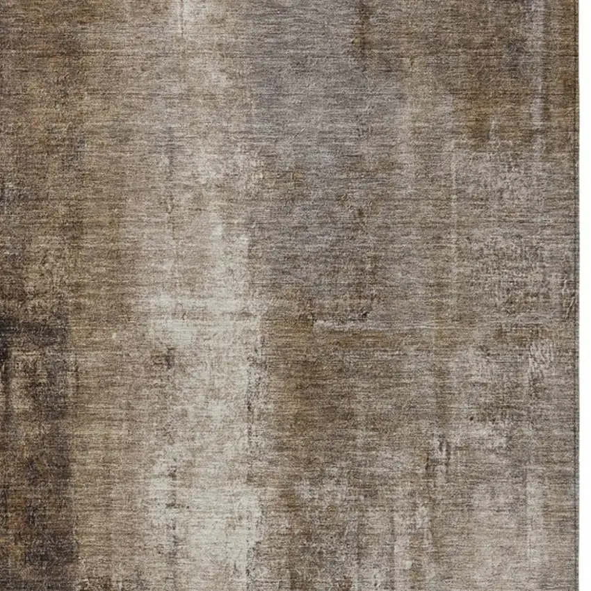 Brown And Ivory Abstract Washable Indoor Outdoor Area Rug Photo 3