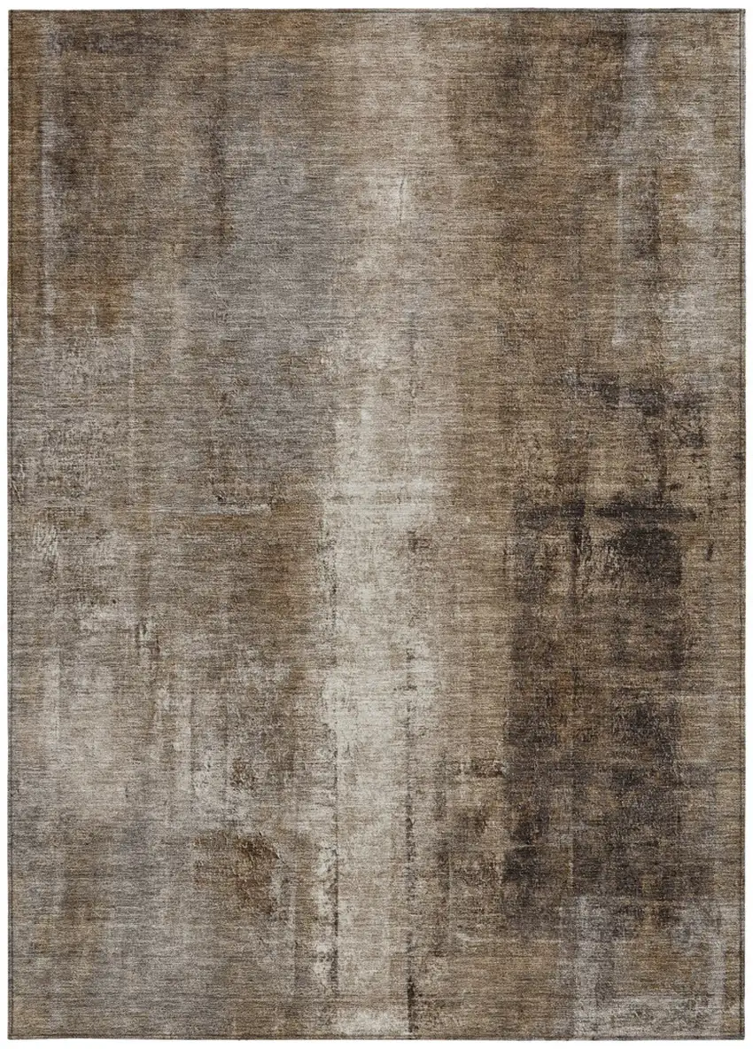 Brown And Ivory Abstract Washable Indoor Outdoor Area Rug Photo 3
