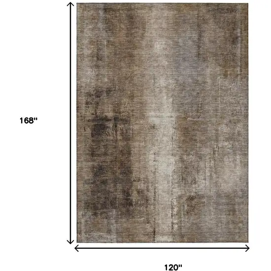 Brown And Ivory Abstract Washable Indoor Outdoor Area Rug Photo 9