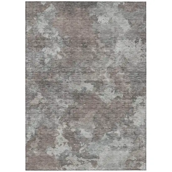 Brown And Ivory Abstract Washable Indoor Outdoor Area Rug Photo 7