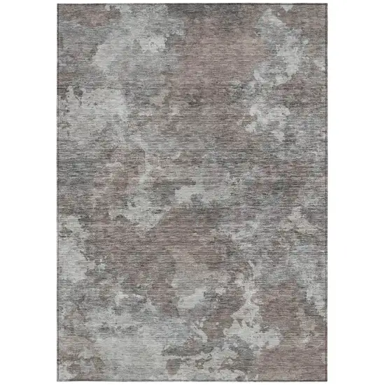 Brown And Ivory Abstract Washable Indoor Outdoor Area Rug Photo 8
