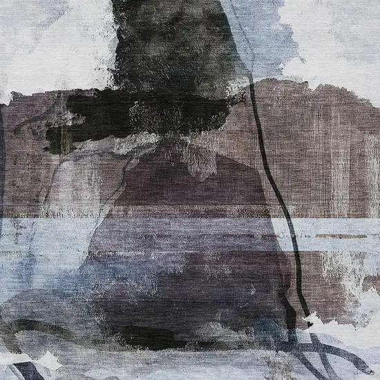 Brown And Ivory Abstract Washable Indoor Outdoor Area Rug Photo 3