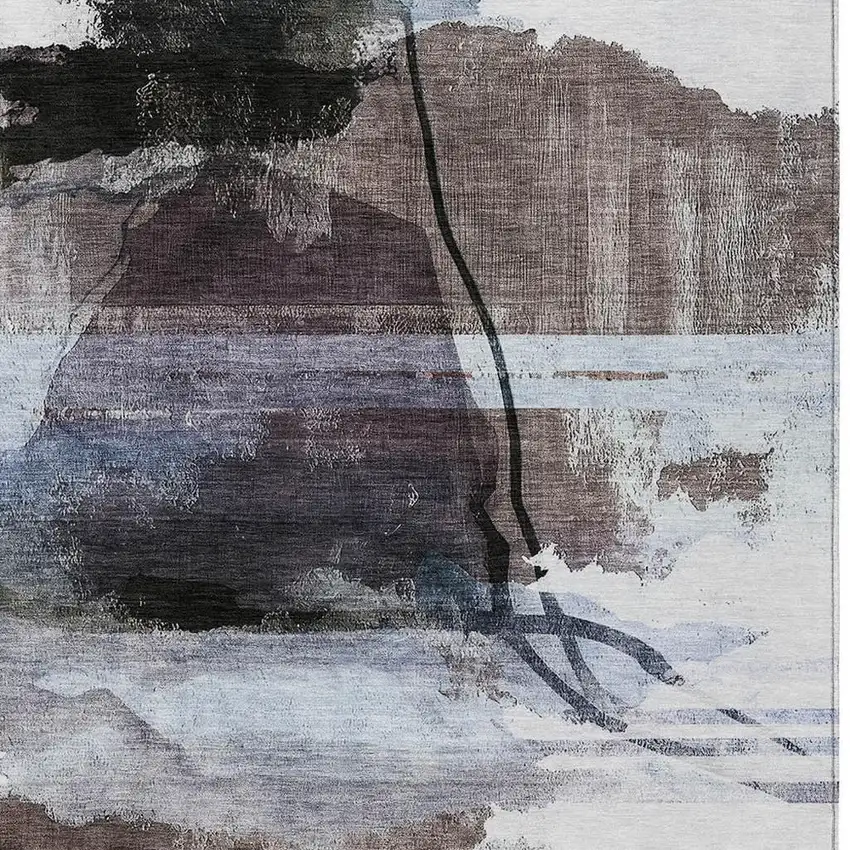 Brown And Ivory Abstract Washable Indoor Outdoor Area Rug Photo 3