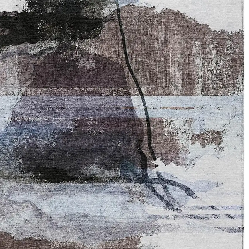 Brown And Ivory Abstract Washable Indoor Outdoor Area Rug Photo 8