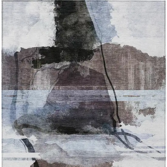 Brown And Ivory Abstract Washable Indoor Outdoor Area Rug Photo 3