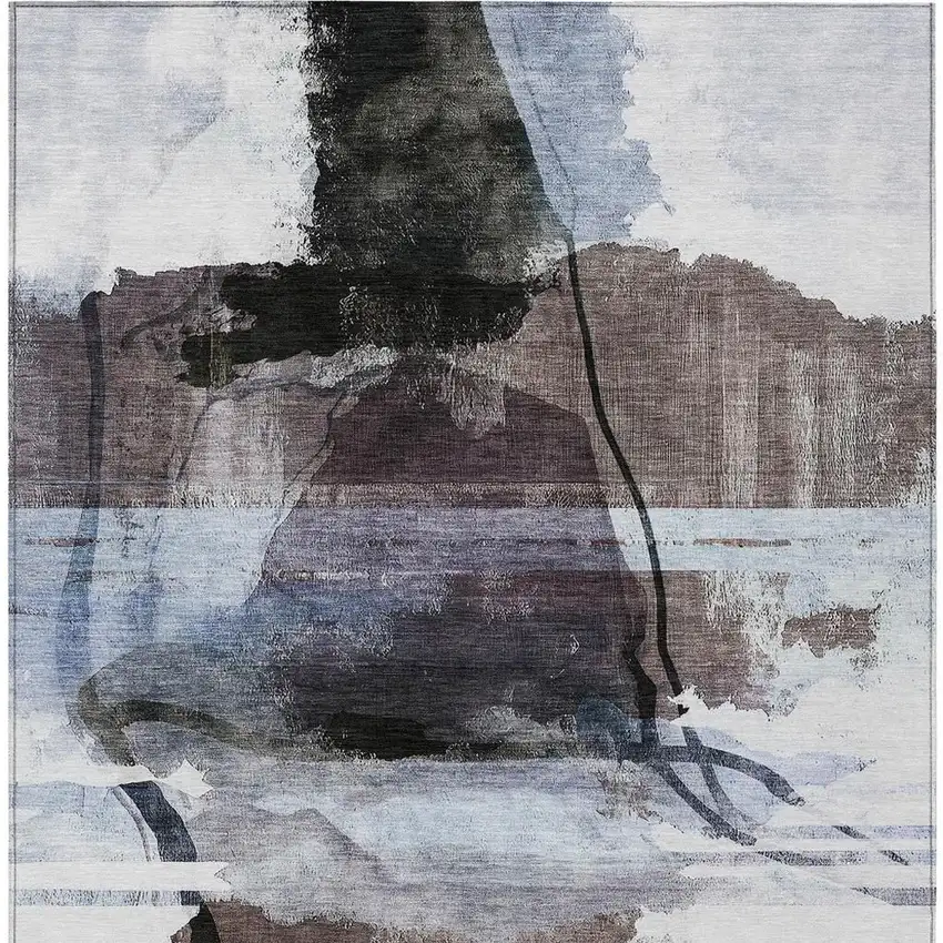 Brown And Ivory Abstract Washable Indoor Outdoor Area Rug Photo 3