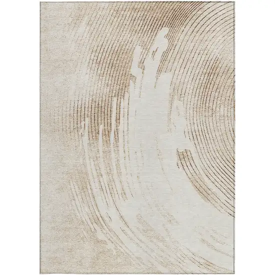 Brown And Ivory Abstract Washable Indoor Outdoor Area Rug Photo 3