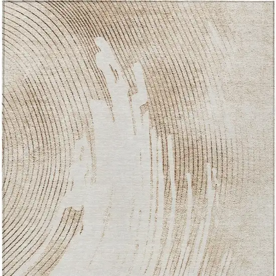 Brown And Ivory Abstract Washable Indoor Outdoor Area Rug Photo 5