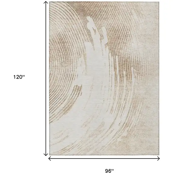 Brown And Ivory Abstract Washable Indoor Outdoor Area Rug Photo 9