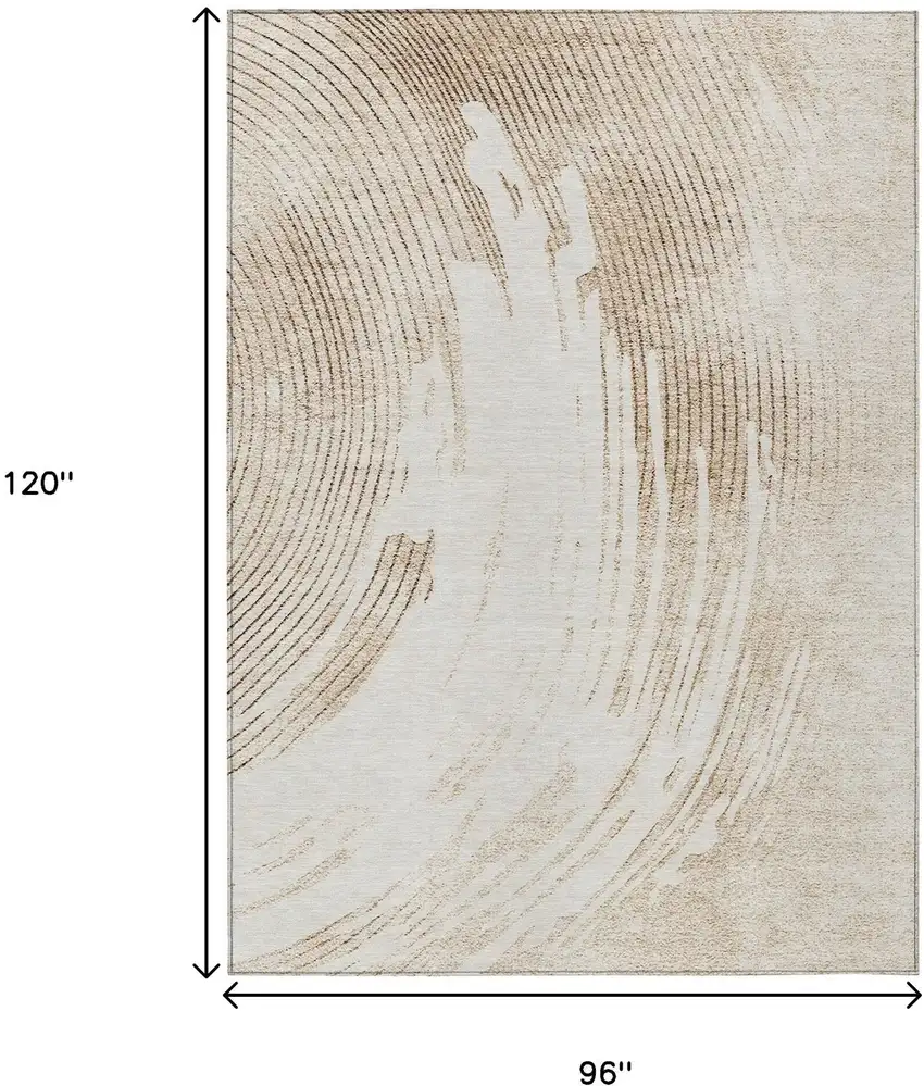 Brown And Ivory Abstract Washable Indoor Outdoor Area Rug Photo 9