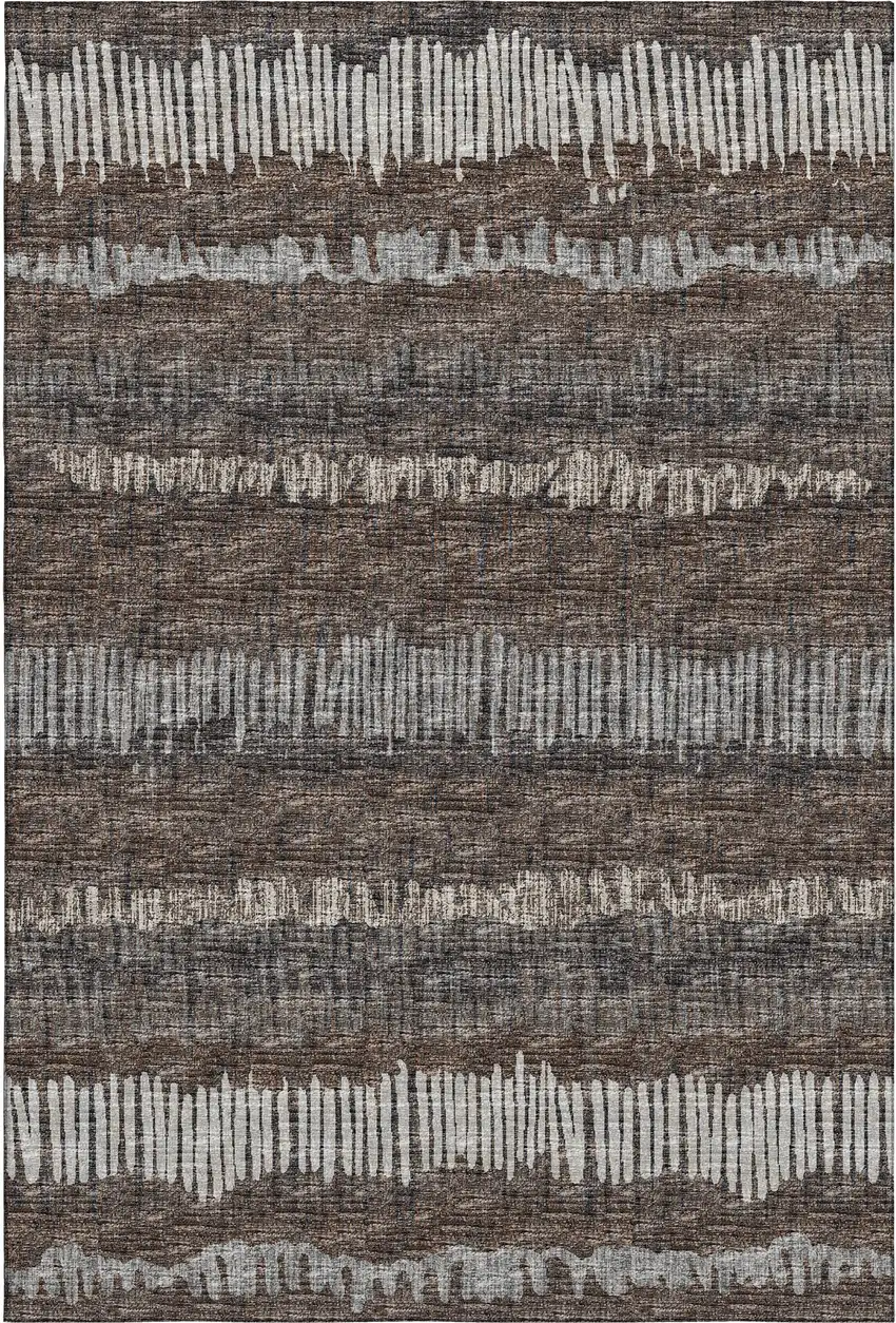 Brown And Ivory Abstract Washable Indoor Outdoor Area Rug Photo 2