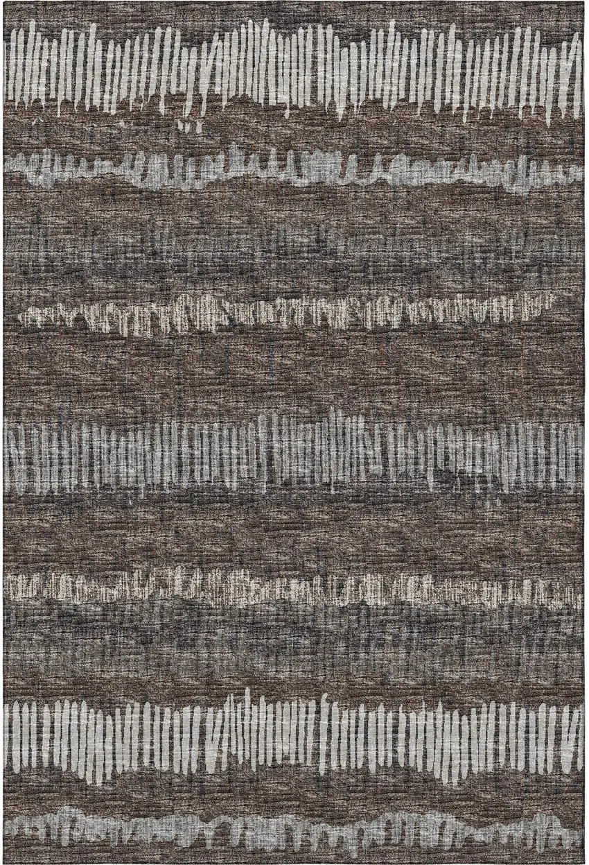Brown And Ivory Abstract Washable Indoor Outdoor Area Rug Photo 4