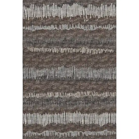 Brown And Ivory Abstract Washable Indoor Outdoor Area Rug Photo 2