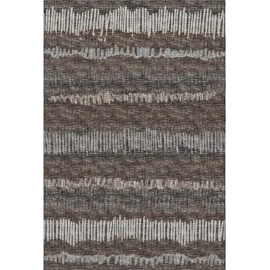 Brown And Ivory Abstract Washable Indoor Outdoor Area Rug Photo 4