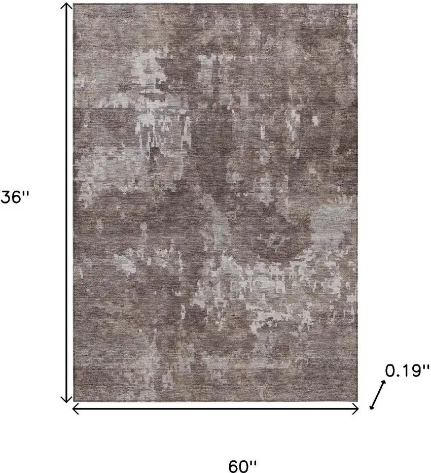 Brown And Ivory Abstract Washable Indoor Outdoor Area Rug Photo 3