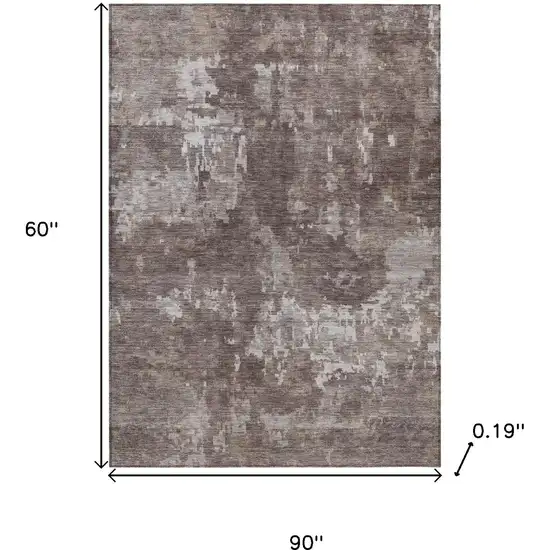 Brown And Ivory Abstract Washable Indoor Outdoor Area Rug Photo 3