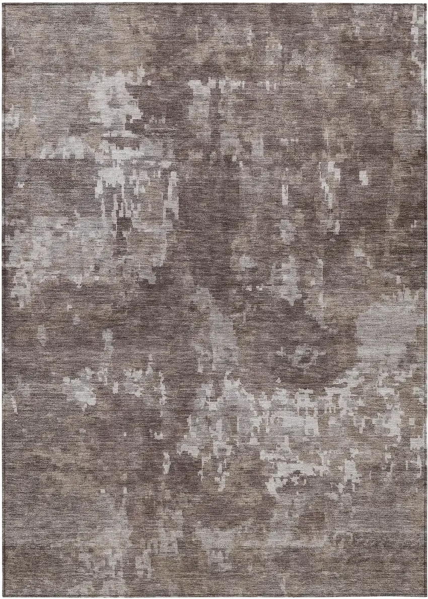Brown And Ivory Abstract Washable Indoor Outdoor Area Rug Photo 2