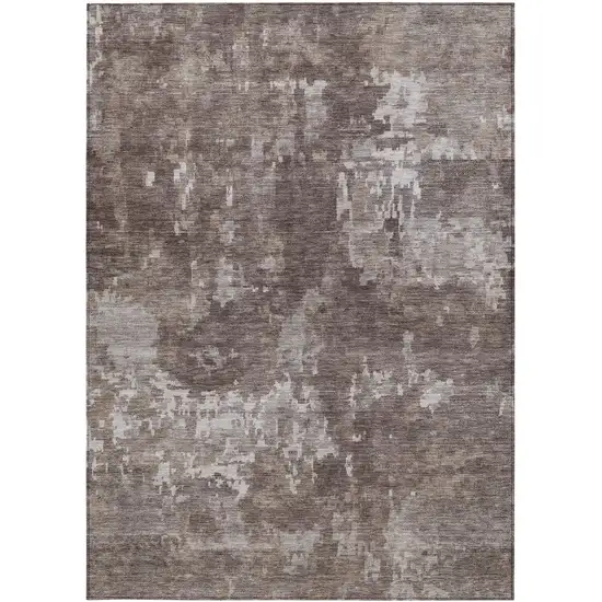Brown And Ivory Abstract Washable Indoor Outdoor Area Rug Photo 5