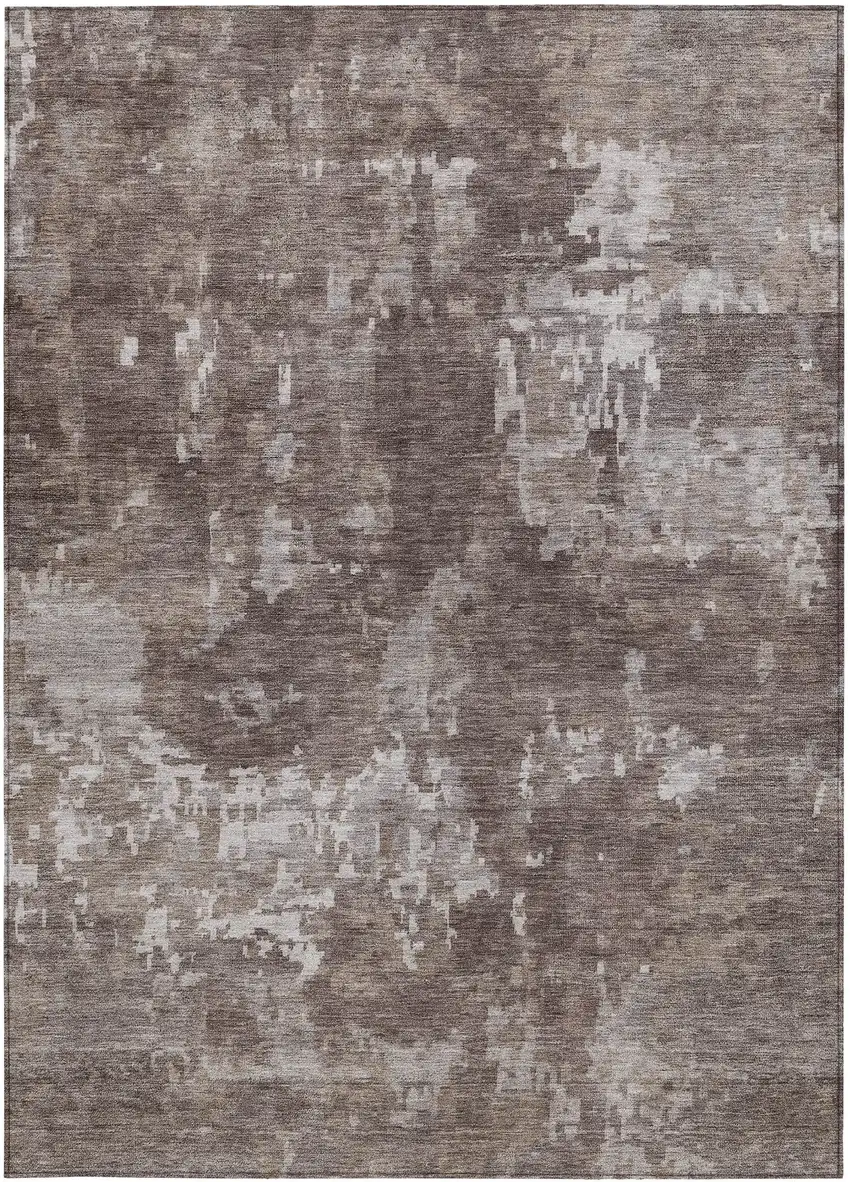 Brown And Ivory Abstract Washable Indoor Outdoor Area Rug Photo 5