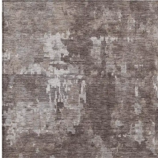 Brown And Ivory Abstract Washable Indoor Outdoor Area Rug Photo 4