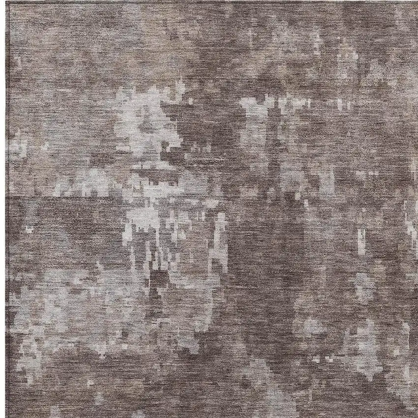 Brown And Ivory Abstract Washable Indoor Outdoor Area Rug Photo 4
