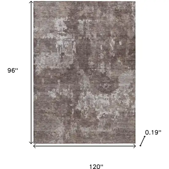 Brown And Ivory Abstract Washable Indoor Outdoor Area Rug Photo 3