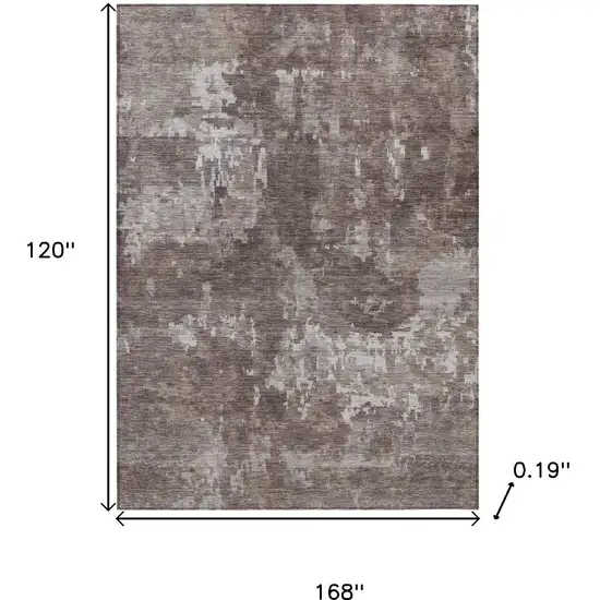Brown And Ivory Abstract Washable Indoor Outdoor Area Rug Photo 3