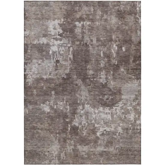 Brown And Ivory Abstract Washable Indoor Outdoor Area Rug Photo 2