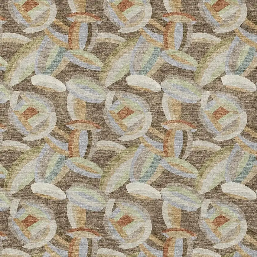 Brown And Ivory Abstract Washable Indoor Outdoor Area Rug Photo 2