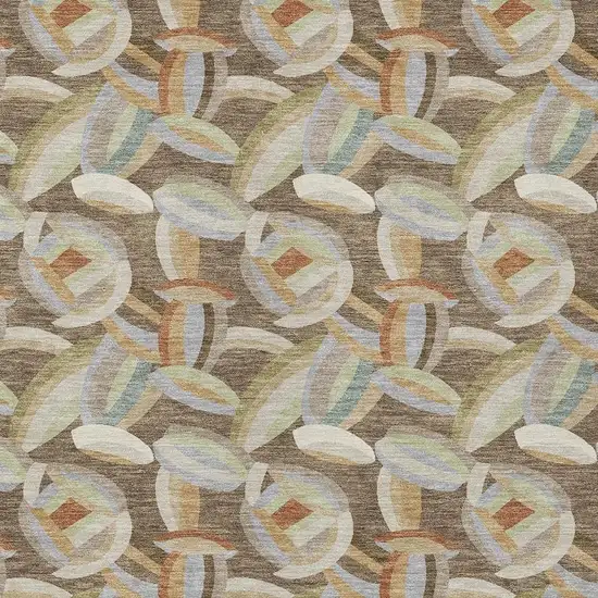 Brown And Ivory Abstract Washable Indoor Outdoor Area Rug Photo 2
