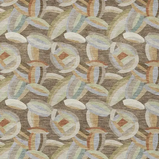 Brown And Ivory Abstract Washable Indoor Outdoor Area Rug Photo 2