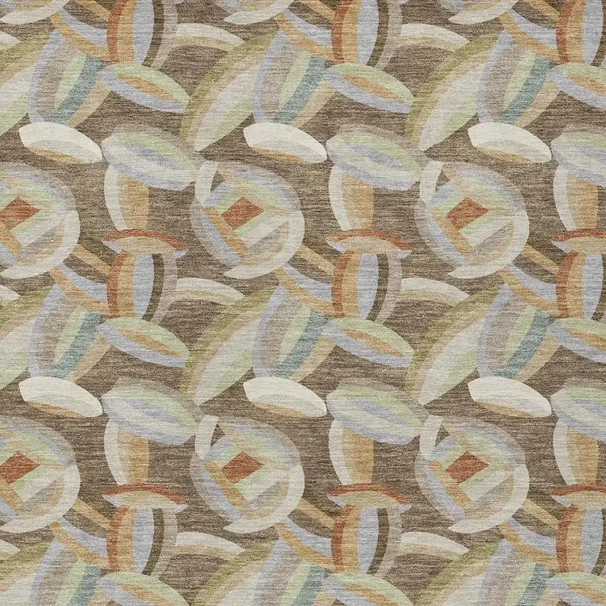 Brown And Ivory Abstract Washable Indoor Outdoor Area Rug Photo 2