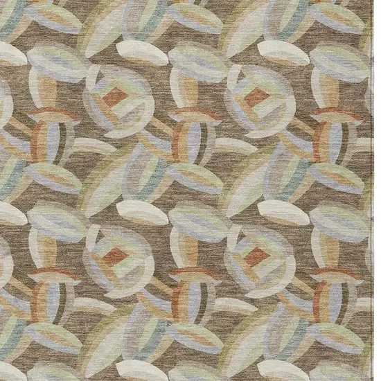 Brown And Ivory Abstract Washable Indoor Outdoor Area Rug Photo 2