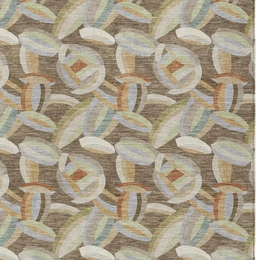 Brown And Ivory Abstract Washable Indoor Outdoor Area Rug Photo 2